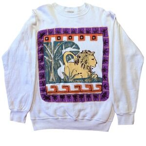 Vintage BJ Design Concepts Lion Graphic Crewneck Made in USA 80s 90s Art
